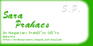 sara prahacs business card